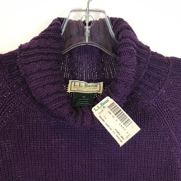 NWT Womens Size XL LL Bean Purple Pure Cotton Pullover Turtleneck Knit Sweater - Picture 2 of 3
